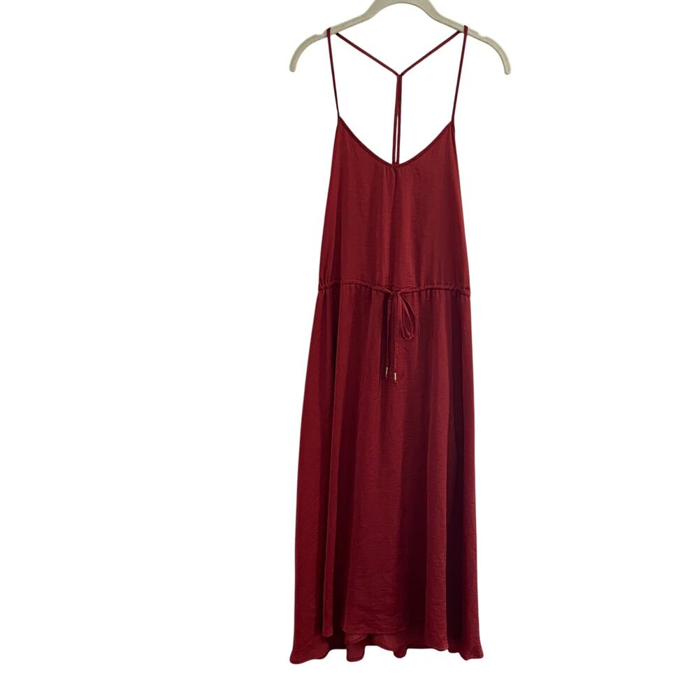 Banana Republic Orange Satin Strappy Midi Formal Dress-Size 4